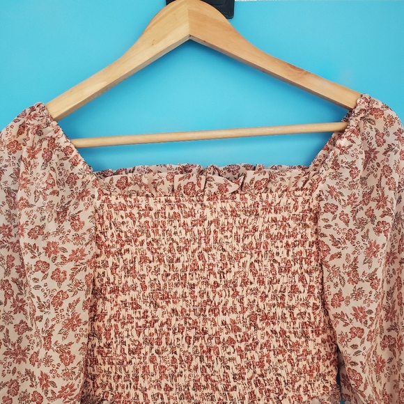 Japna Size XS Floral Long Sleeve Crop Top - Picture 2 of 6